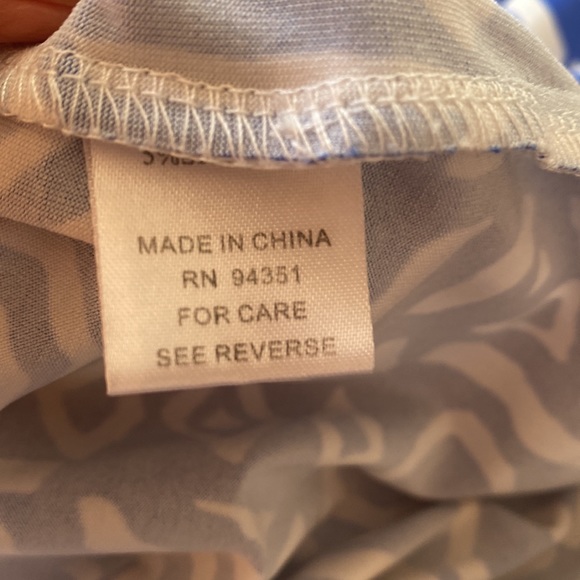 Joy Joy LIKE NEW Abstract Blue & White Mid-Sheath Dress - Sz Small - Picture 12 of 14